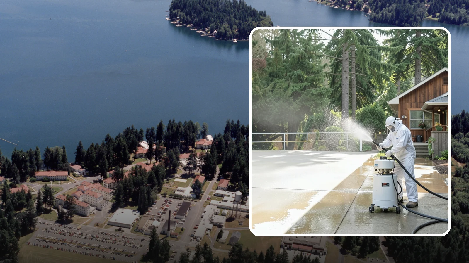 Driveway Paint Removal in Lakewood, Pierce County, WA - Removal of spilled paint and coatings that mar driveway concrete from projects and drips.