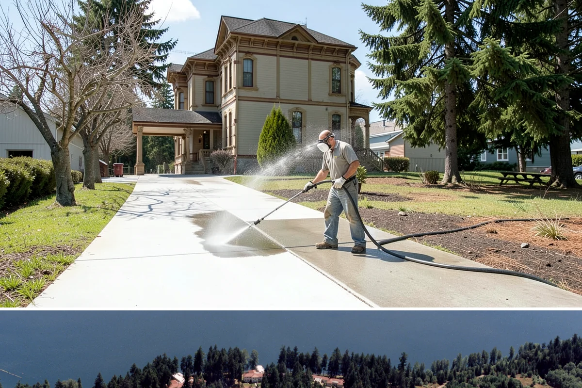 Driveway Paint Removal in Lakewood, Pierce County, WA - Dry, mild weather lets stripping agents work without dilution and speeds surface drying.