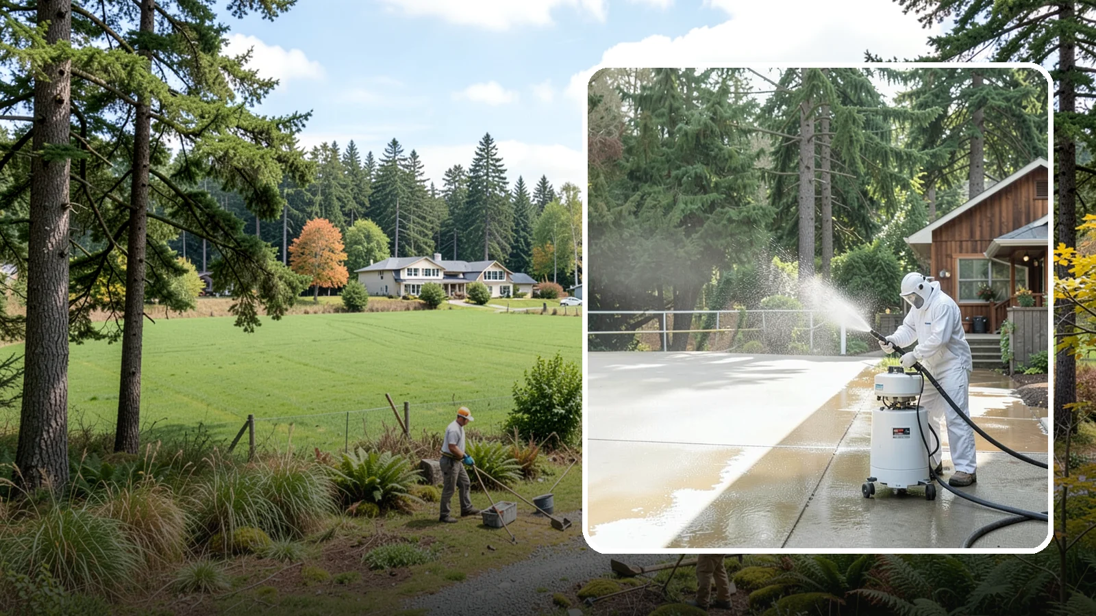 Driveway Paint Removal in Lyman, Skagit County, WA - Removal of spilled paint and coatings that mar driveway concrete from projects and drips.