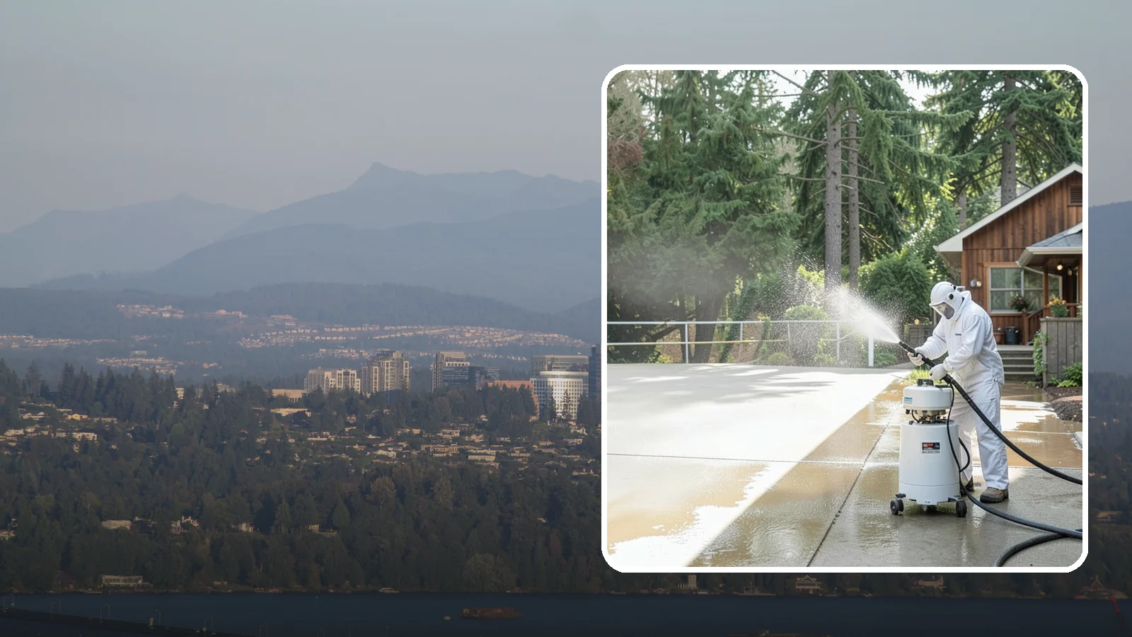 Driveway Paint Removal in Medina, King County, WA - Removal of spilled paint and coatings that mar driveway concrete from projects and drips.
