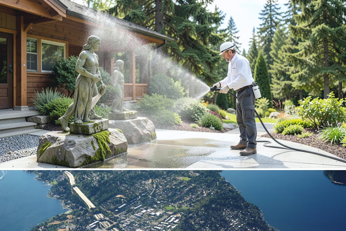 Driveway Paint Removal in Mercer Island, King County, WA - Dry, mild weather lets stripping agents work without dilution and speeds surface drying.