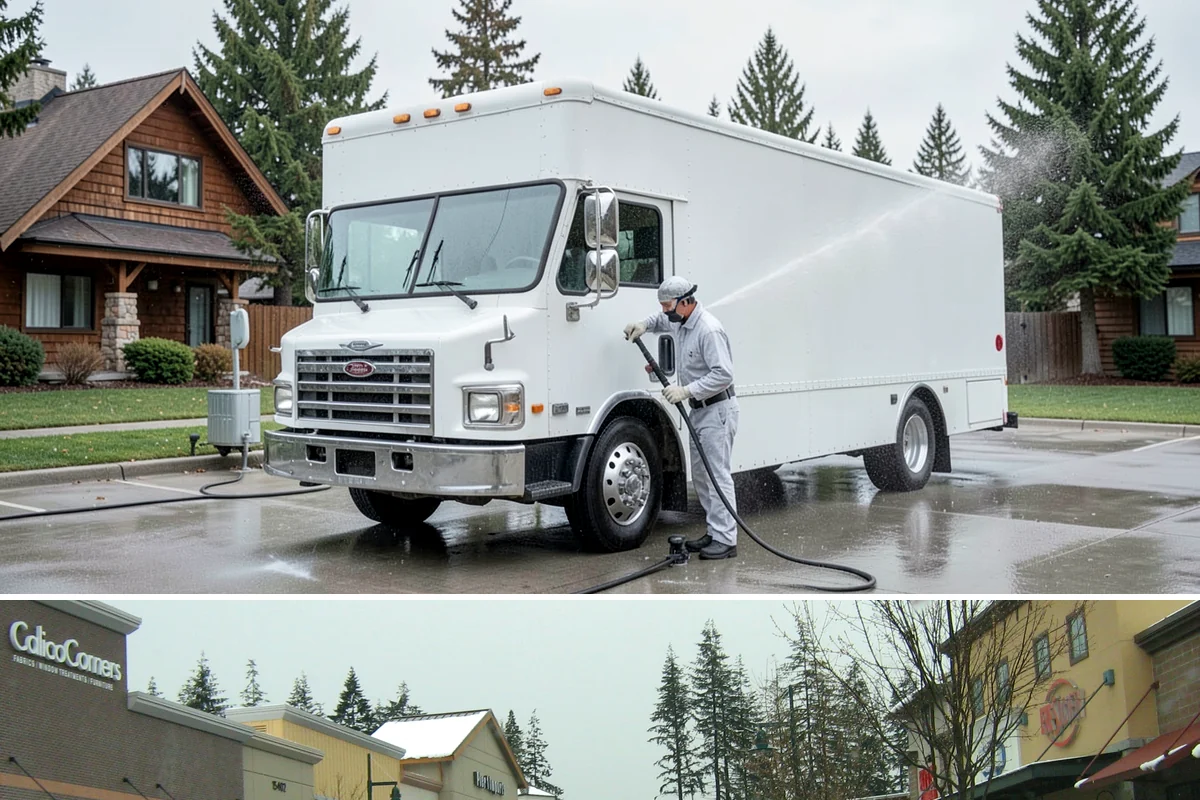 Driveway Paint Removal in Mill Creek, Snohomish County, WA - Dry, mild weather lets stripping agents work without dilution and speeds surface drying.