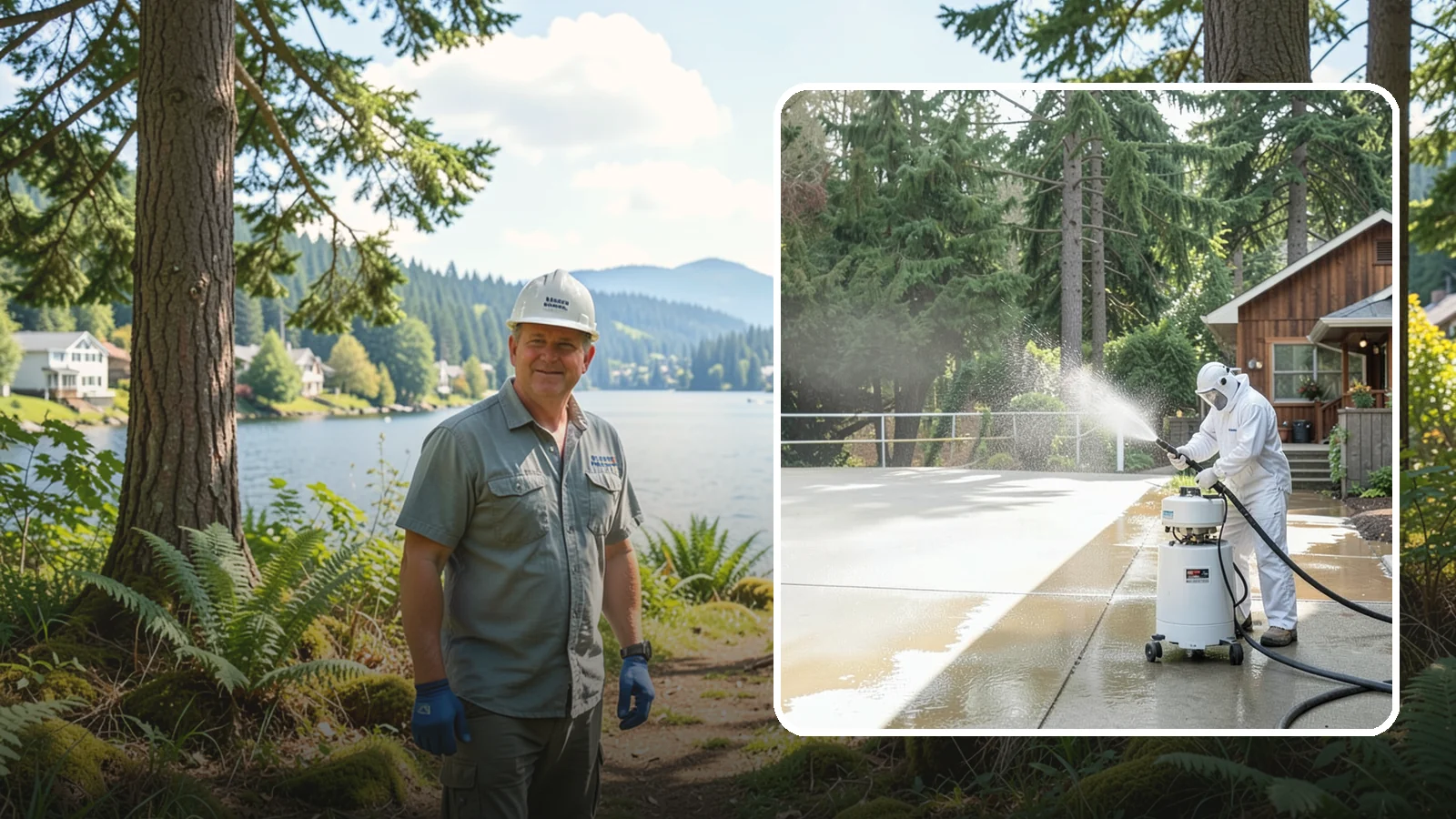 Driveway Paint Removal in Milton, King County, WA - Removal of spilled paint and coatings that mar driveway concrete from projects and drips.