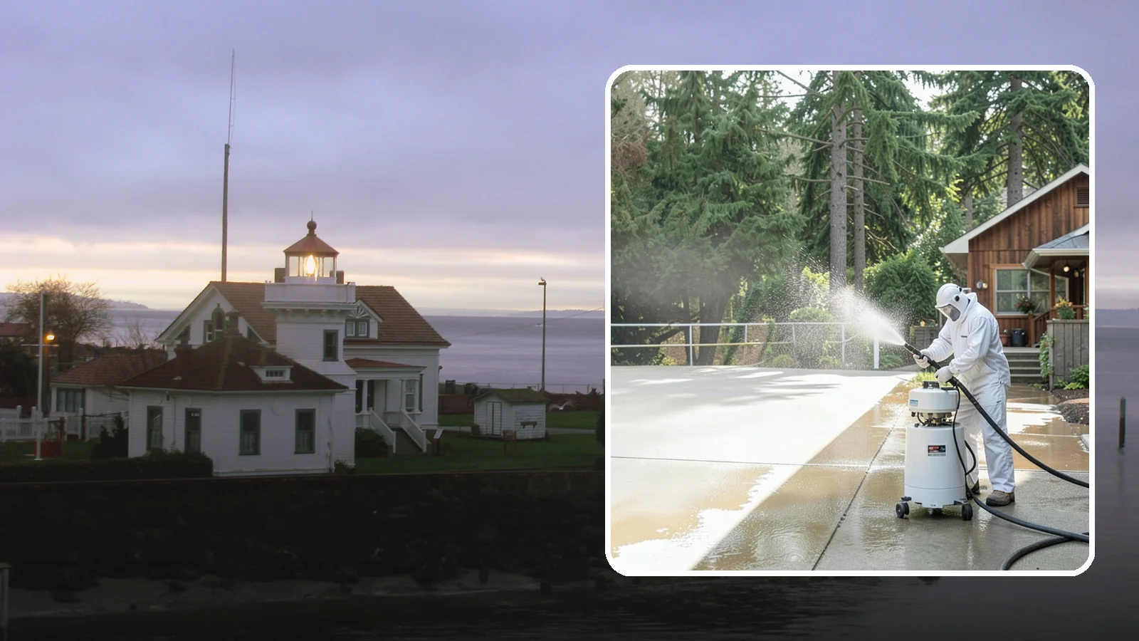 Driveway Paint Removal in Mukilteo, Snohomish County, WA - Removal of spilled paint and coatings that mar driveway concrete from projects and drips.