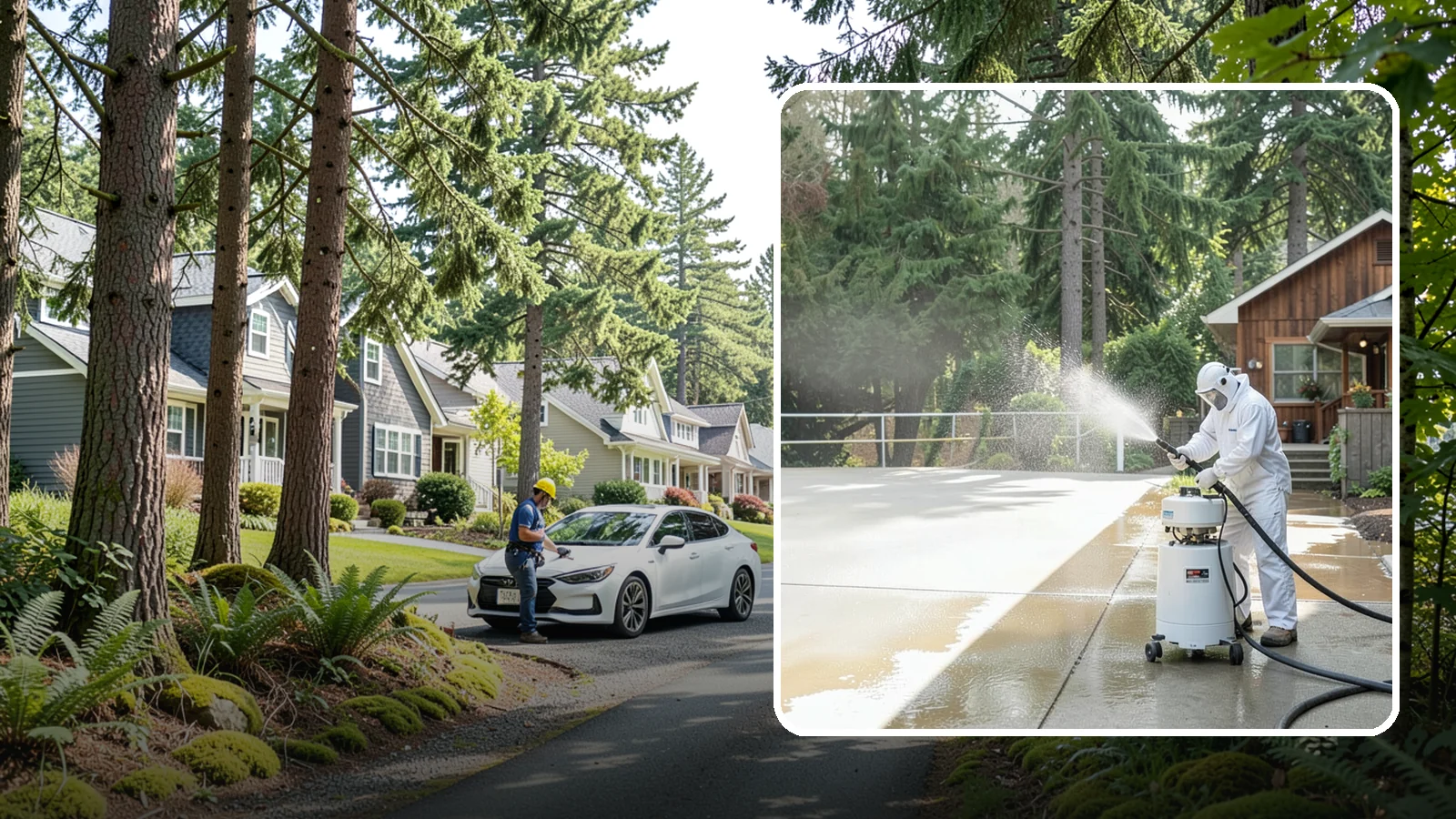 Driveway Paint Removal in Normandy Park, King County, WA - Removal of spilled paint and coatings that mar driveway concrete from projects and drips.