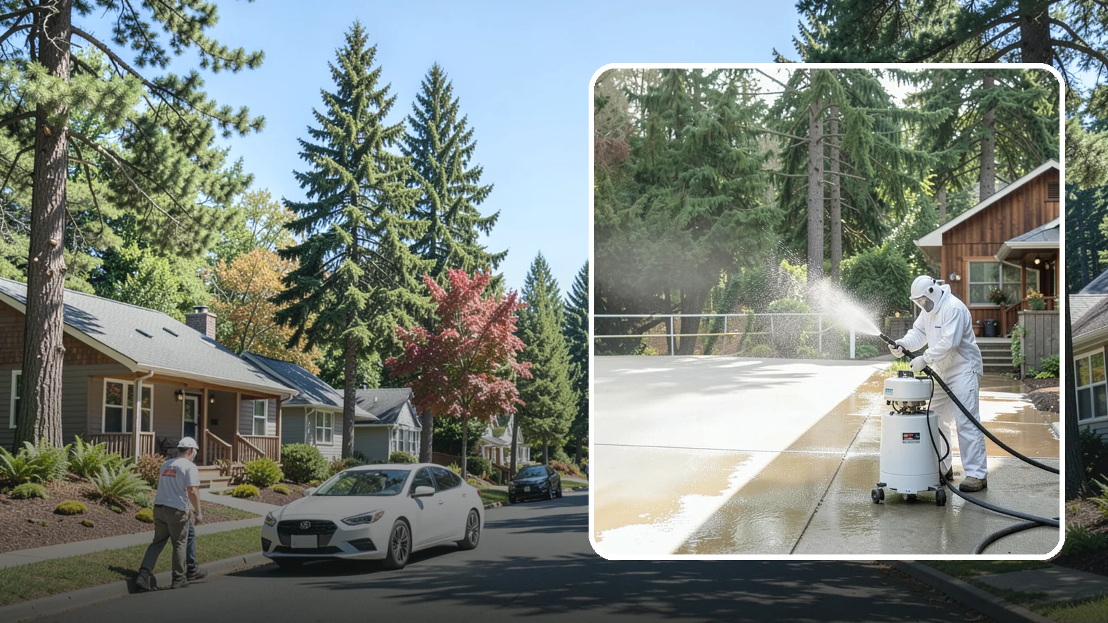 Driveway Paint Removal in Orting, Pierce County, WA - Removal of spilled paint and coatings that mar driveway concrete from projects and drips.