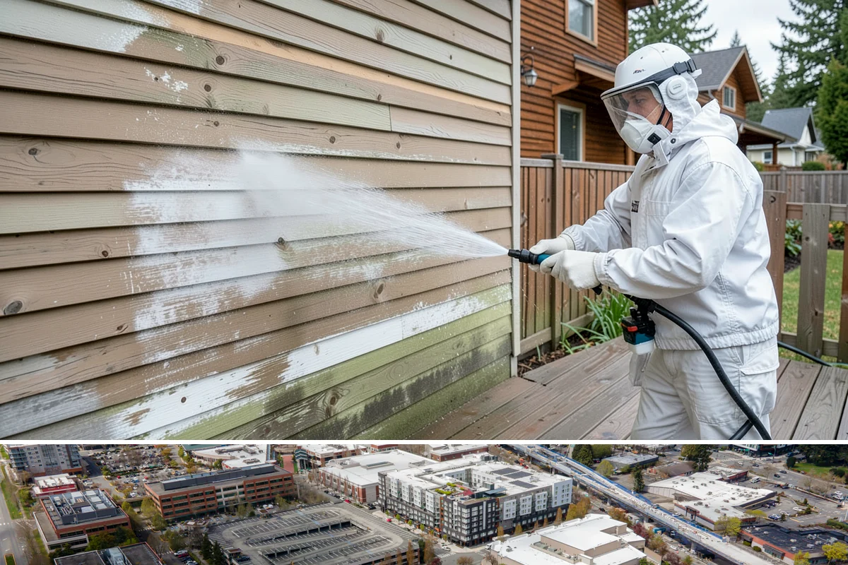 Driveway Paint Removal in Redmond, King County, WA - Dry, mild weather lets stripping agents work without dilution and speeds surface drying.