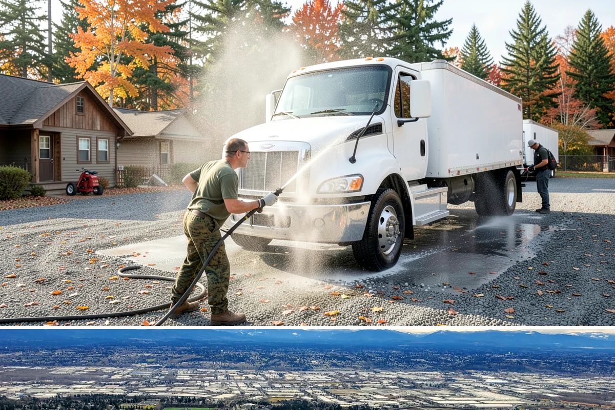 Driveway Paint Removal in SeaTac, King County, WA - Dry, mild weather lets stripping agents work without dilution and speeds surface drying.