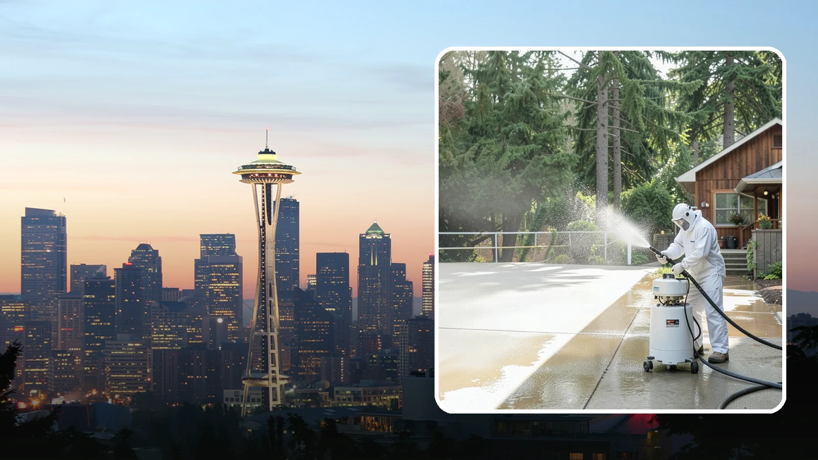 Driveway Paint Removal in Seattle, King County, WA - Removal of spilled paint and coatings that mar driveway concrete from projects and drips.