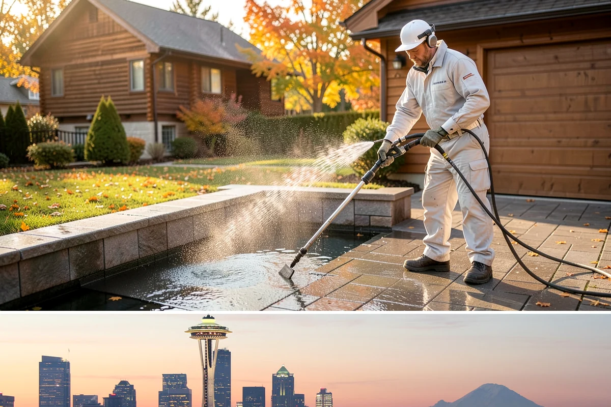 Driveway Paint Removal in Seattle, King County, WA - Dry, mild weather lets stripping agents work without dilution and speeds surface drying.