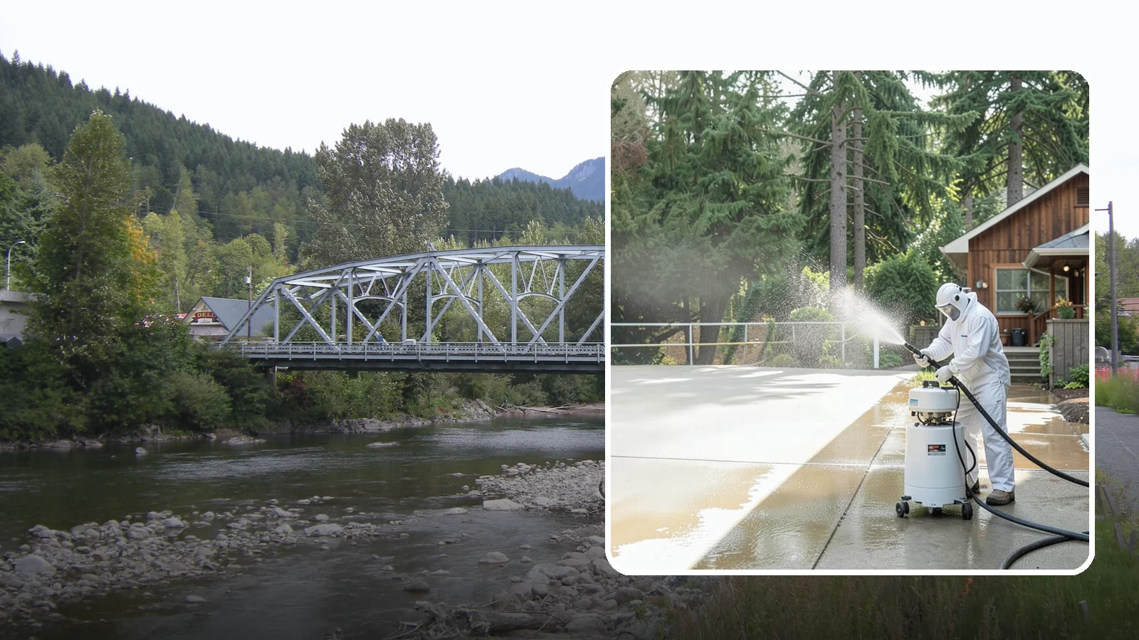 Driveway Paint Removal in Skykomish, King County, WA - Removal of spilled paint and coatings that mar driveway concrete from projects and drips.