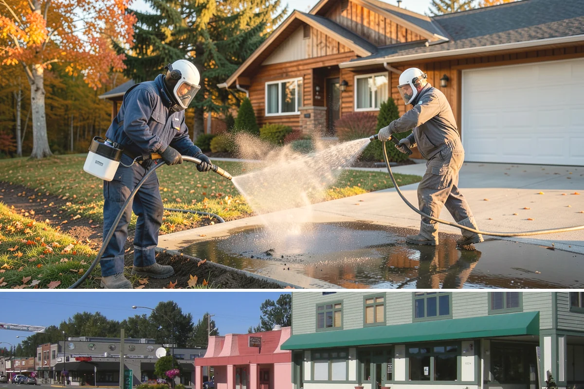 Driveway Paint Removal in Snoqualmie, King County, WA - Dry, mild weather lets stripping agents work without dilution and speeds surface drying.