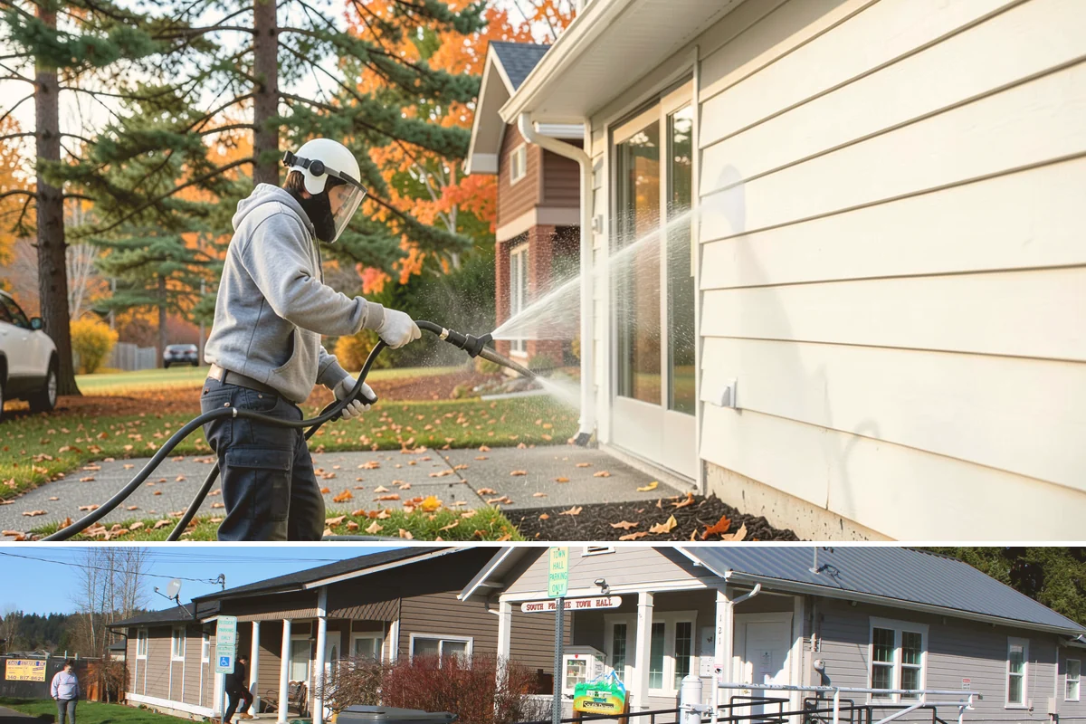 Driveway Paint Removal in South Prairie, Pierce County, WA - Dry, mild weather lets stripping agents work without dilution and speeds surface drying.