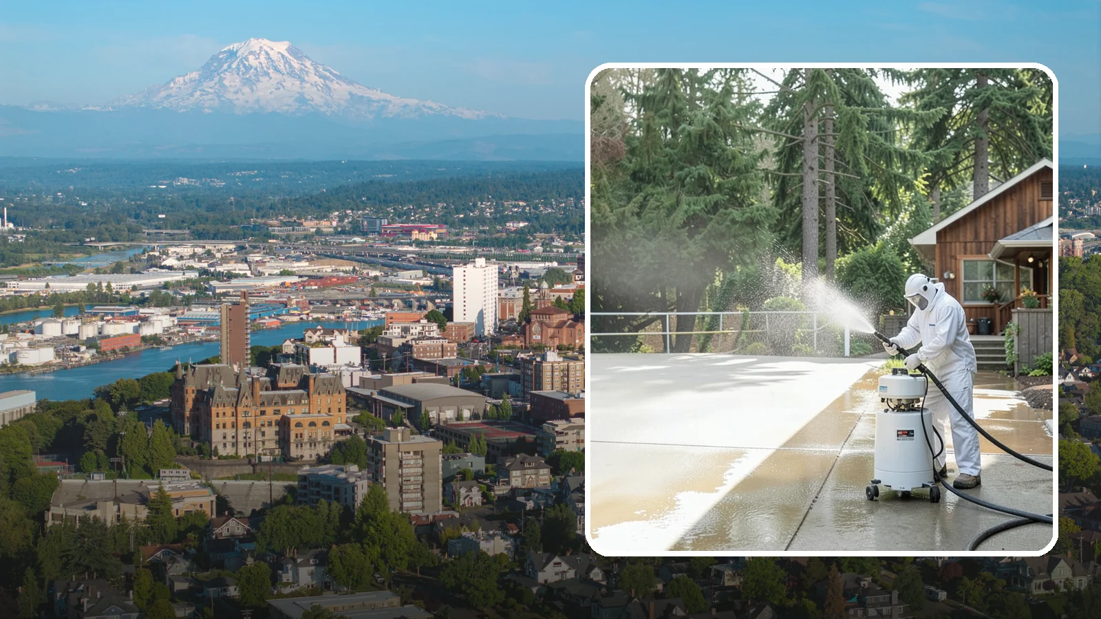 Driveway Paint Removal in Tacoma, Pierce County, WA - Removal of spilled paint and coatings that mar driveway concrete from projects and drips.