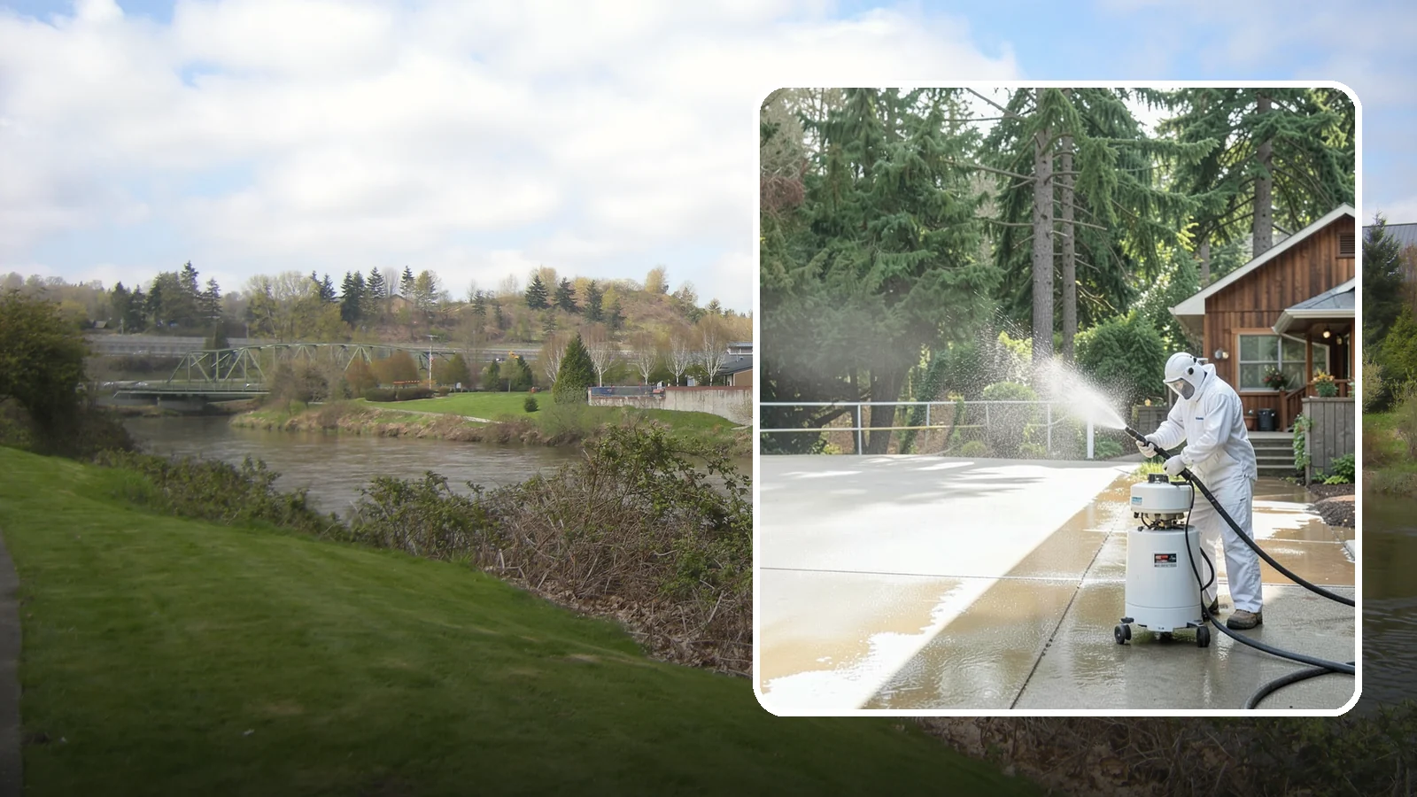 Driveway Paint Removal in Tukwila, King County, WA - Removal of spilled paint and coatings that mar driveway concrete from projects and drips.