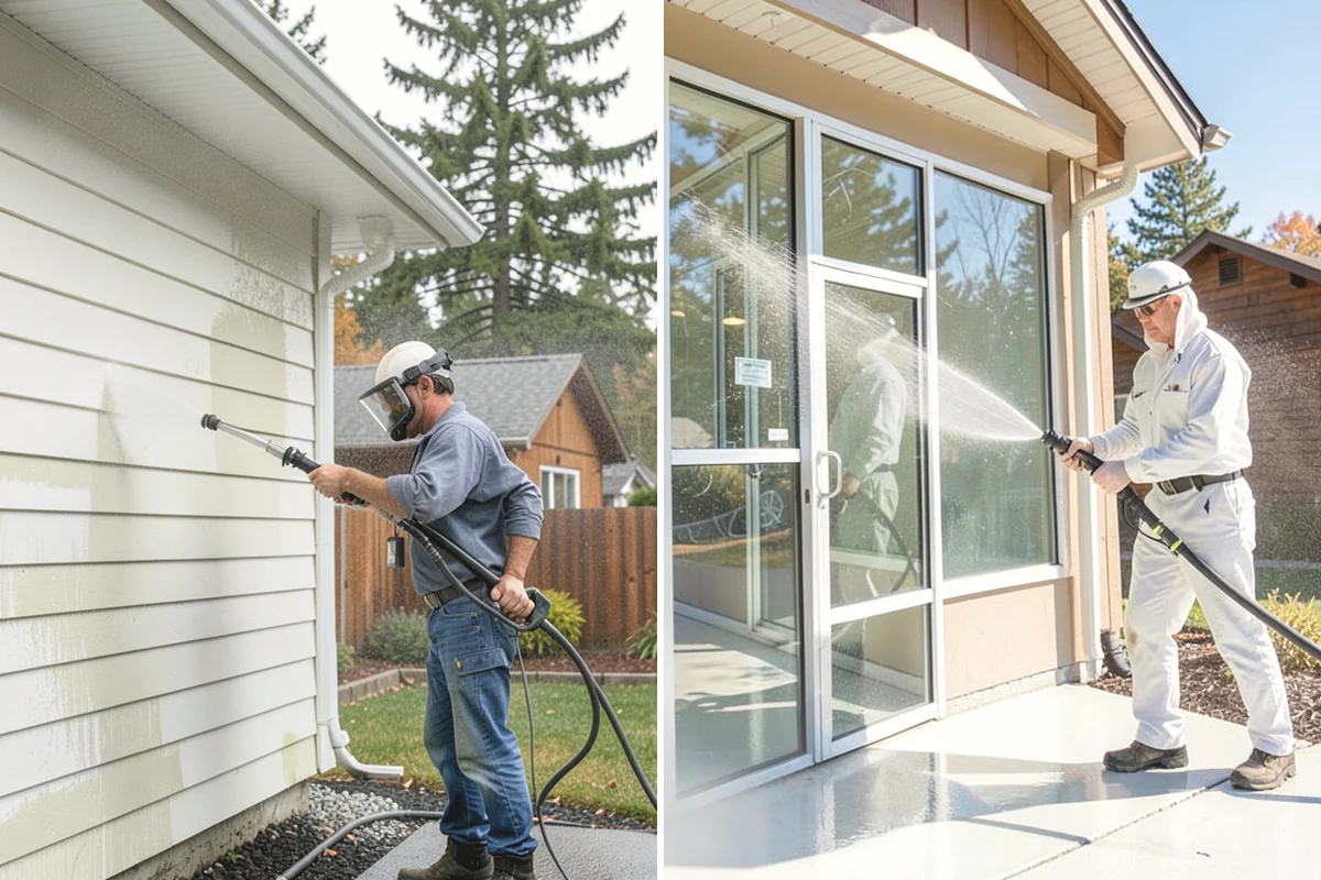 Driveway Pressure Washing in Anacortes, Skagit County, WA - Sweep and pre-treat the driveway for moss and stains