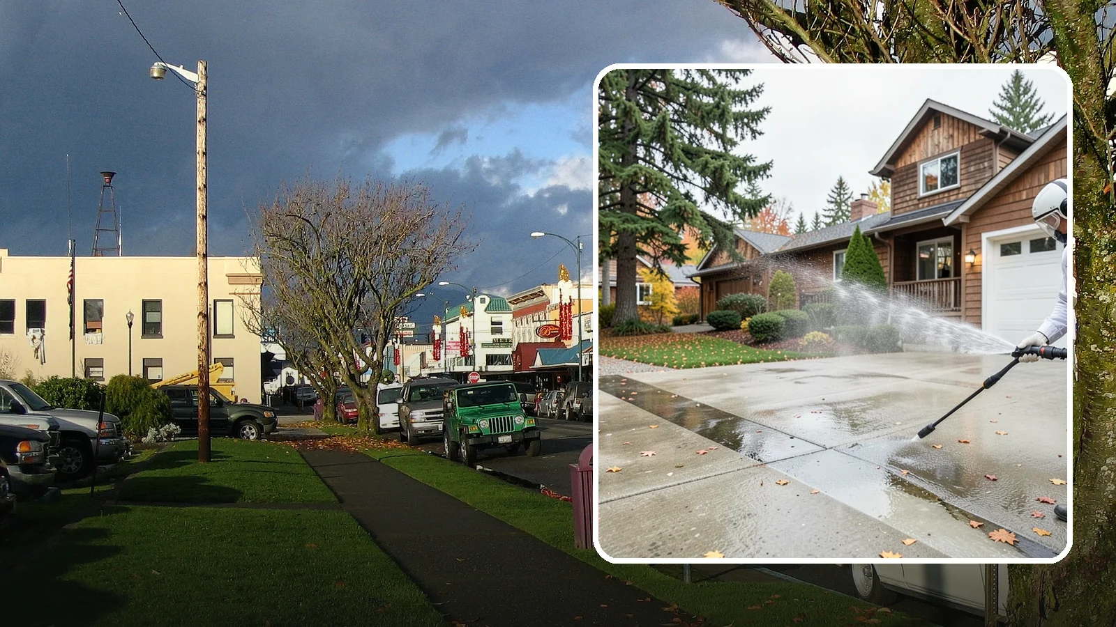Driveway Pressure Washing in Arlington, Snohomish County, WA - Powerful pressure washing that strips away the moss, mildew, and grime coating Washington driveways.