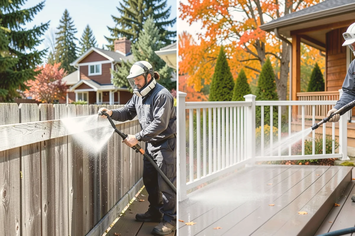 Driveway Pressure Washing in Bellevue, King County, WA - Sweep and pre-treat the driveway for moss and stains