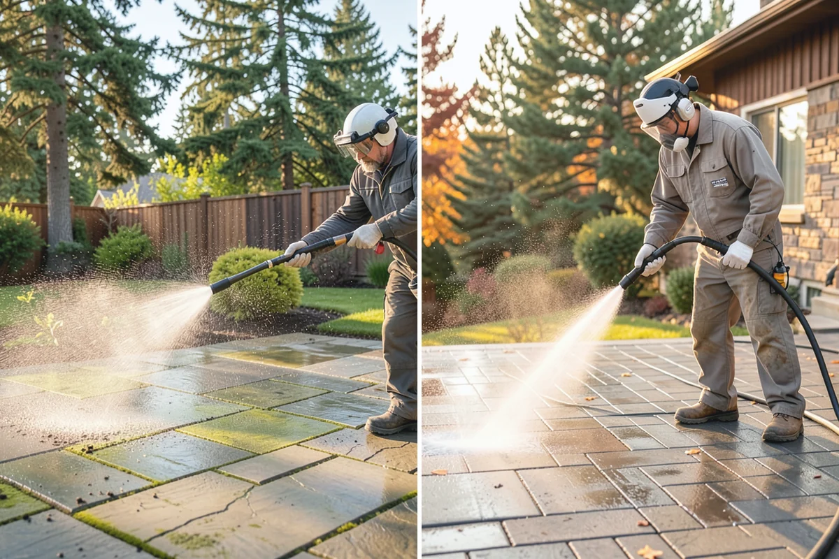 Driveway Pressure Washing in Bonney Lake, Pierce County, WA - Sweep and pre-treat the driveway for moss and stains