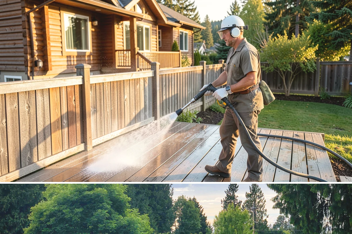 Driveway Pressure Washing in Bonney Lake, Pierce County, WA - Spring is popular for clearing a winter's worth of moss, though dry summer days work equally well.