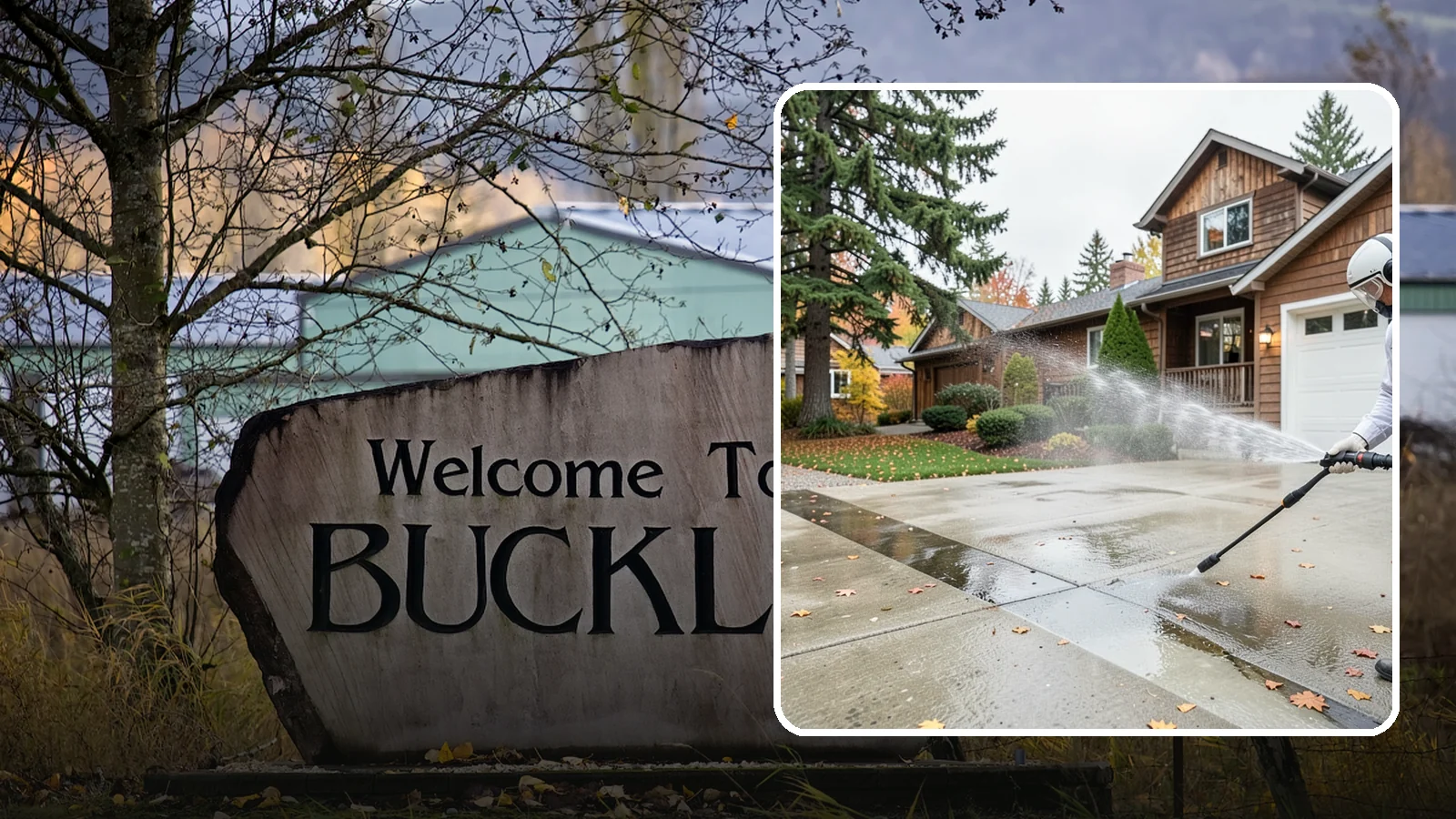 Driveway Pressure Washing in Buckley, Pierce County, WA - Powerful pressure washing that strips away the moss, mildew, and grime coating Washington driveways.