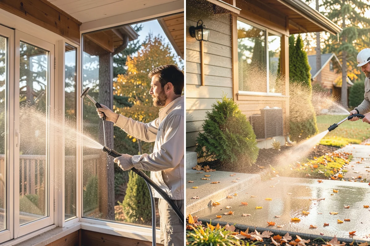 Driveway Pressure Washing in Buckley, Pierce County, WA - Sweep and pre-treat the driveway for moss and stains