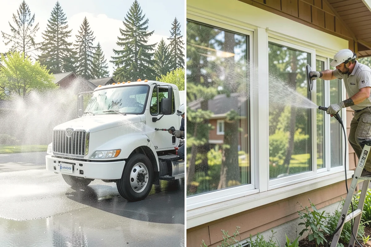 Driveway Pressure Washing in Burien, King County, WA - Sweep and pre-treat the driveway for moss and stains