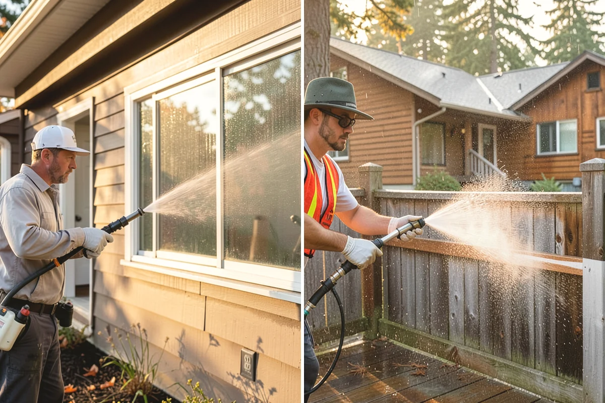Driveway Pressure Washing in Carnation, King County, WA - Sweep and pre-treat the driveway for moss and stains