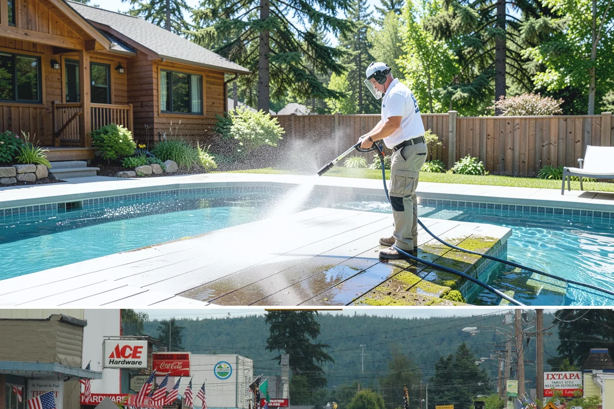 Driveway Pressure Washing in Carnation, King County, WA - Spring is popular for clearing a winter's worth of moss, though dry summer days work equally well.