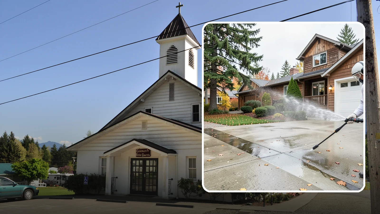 Driveway Pressure Washing in Concrete, Skagit County, WA - Powerful pressure washing that strips away the moss, mildew, and grime coating Washington driveways.