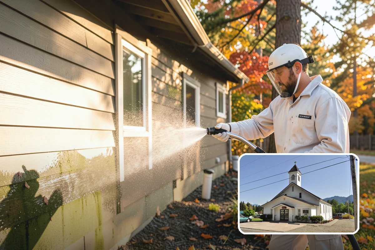Driveway Pressure Washing in Concrete, Skagit County, WA - Removes slippery moss and mildew for safer footing