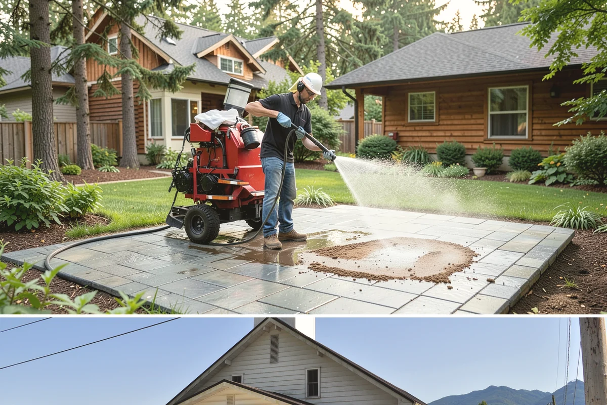 Driveway Pressure Washing in Concrete, Skagit County, WA - Spring is popular for clearing a winter's worth of moss, though dry summer days work equally well.