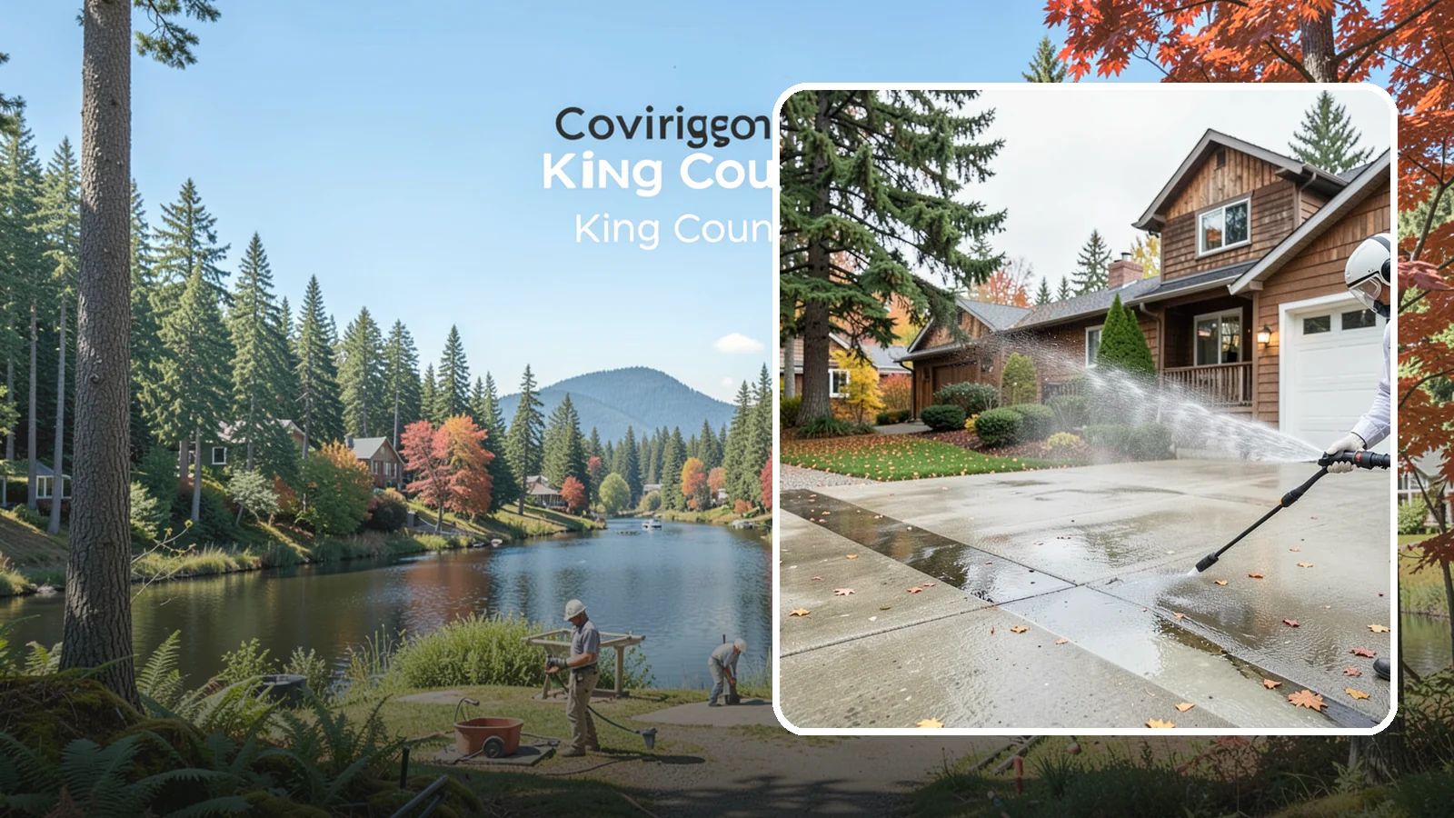 Driveway Pressure Washing in Covington, King County, WA - Powerful pressure washing that strips away the moss, mildew, and grime coating Washington driveways.