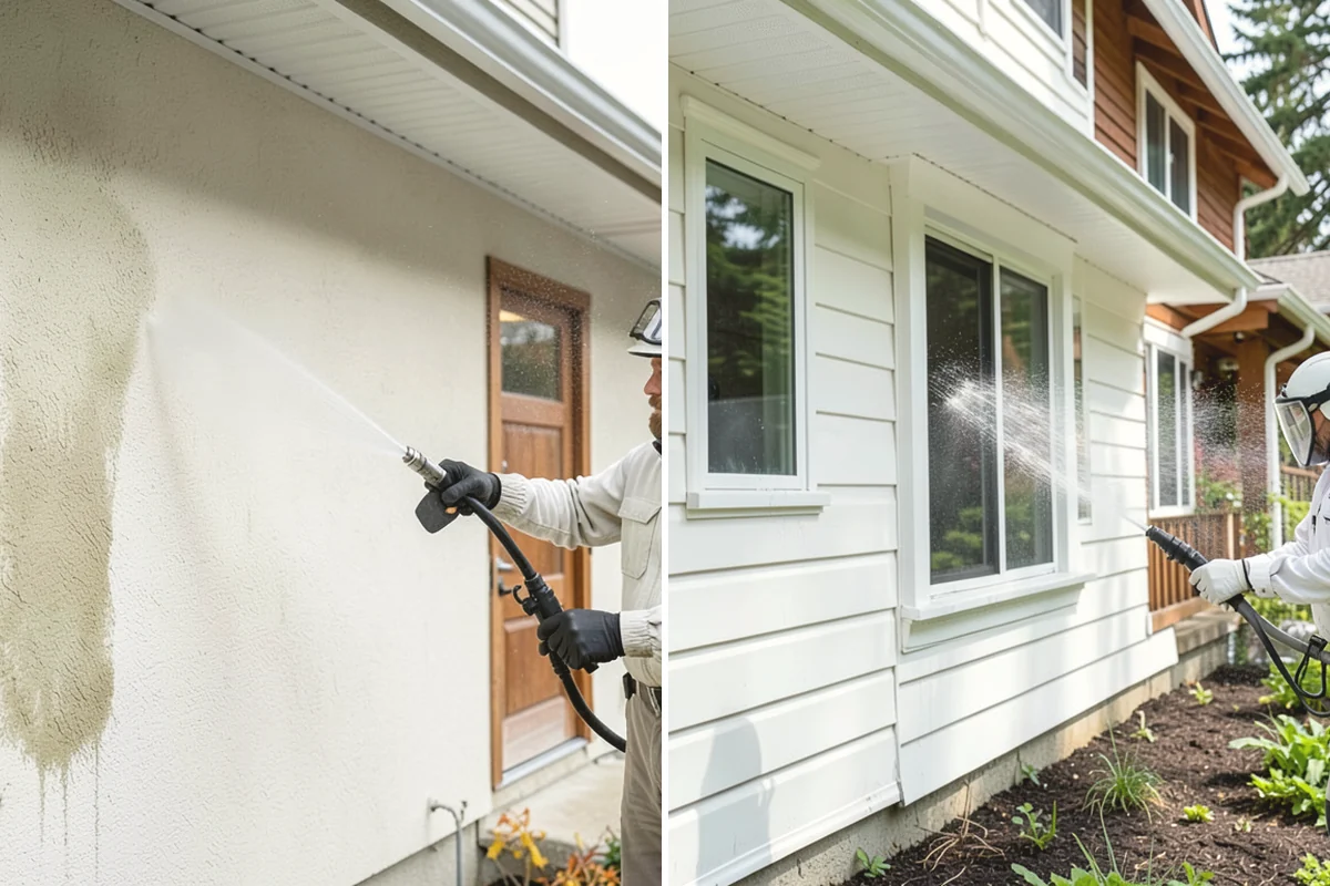 Driveway Pressure Washing in Covington, King County, WA - Sweep and pre-treat the driveway for moss and stains