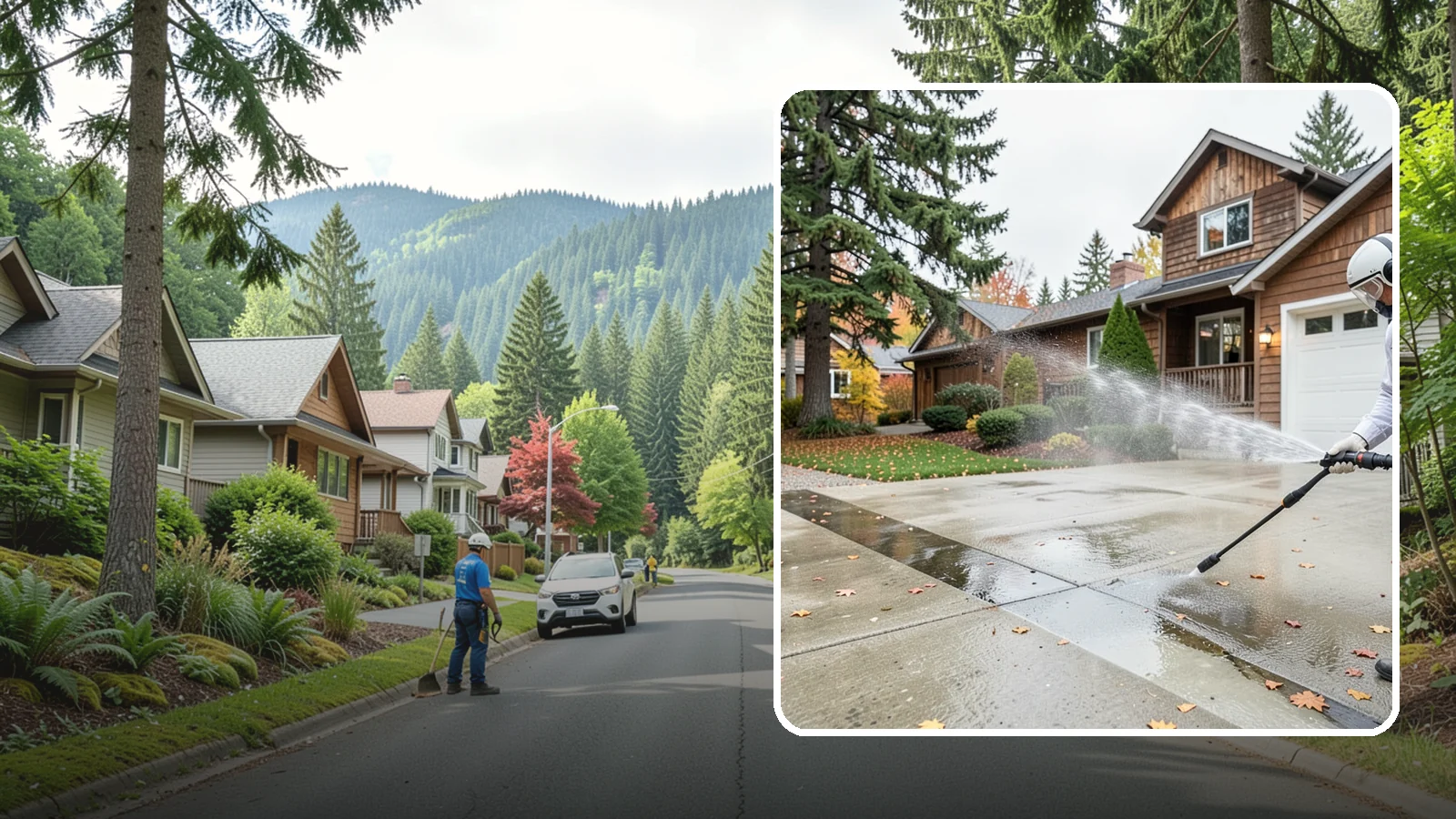 Driveway Pressure Washing in Darrington, Snohomish County, WA - Powerful pressure washing that strips away the moss, mildew, and grime coating Washington driveways.