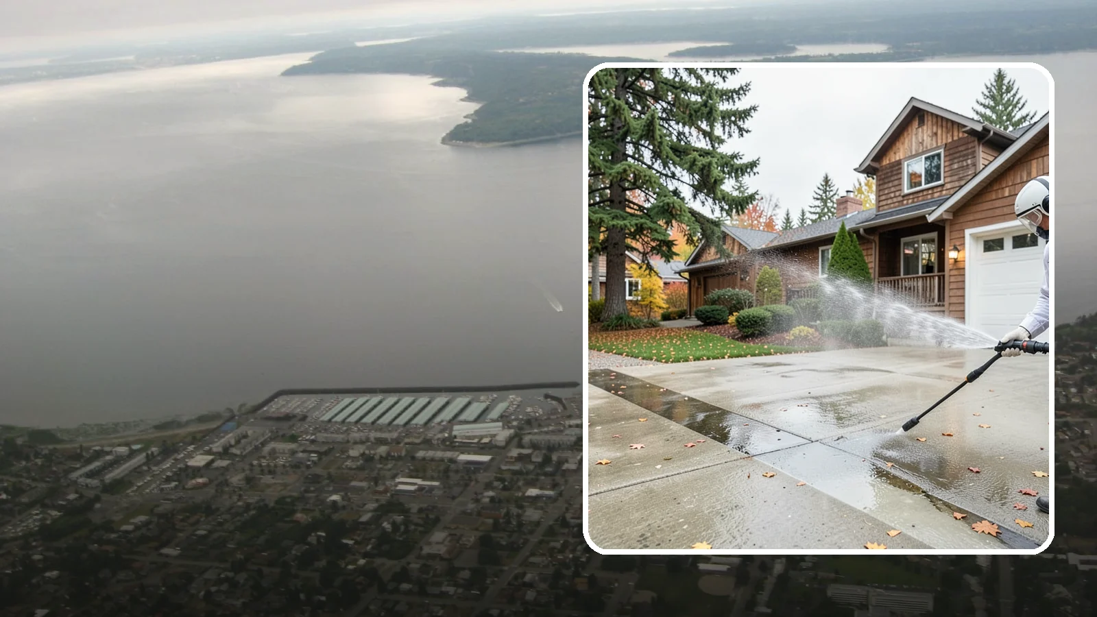 Driveway Pressure Washing in Des Moines, King County, WA - Powerful pressure washing that strips away the moss, mildew, and grime coating Washington driveways.