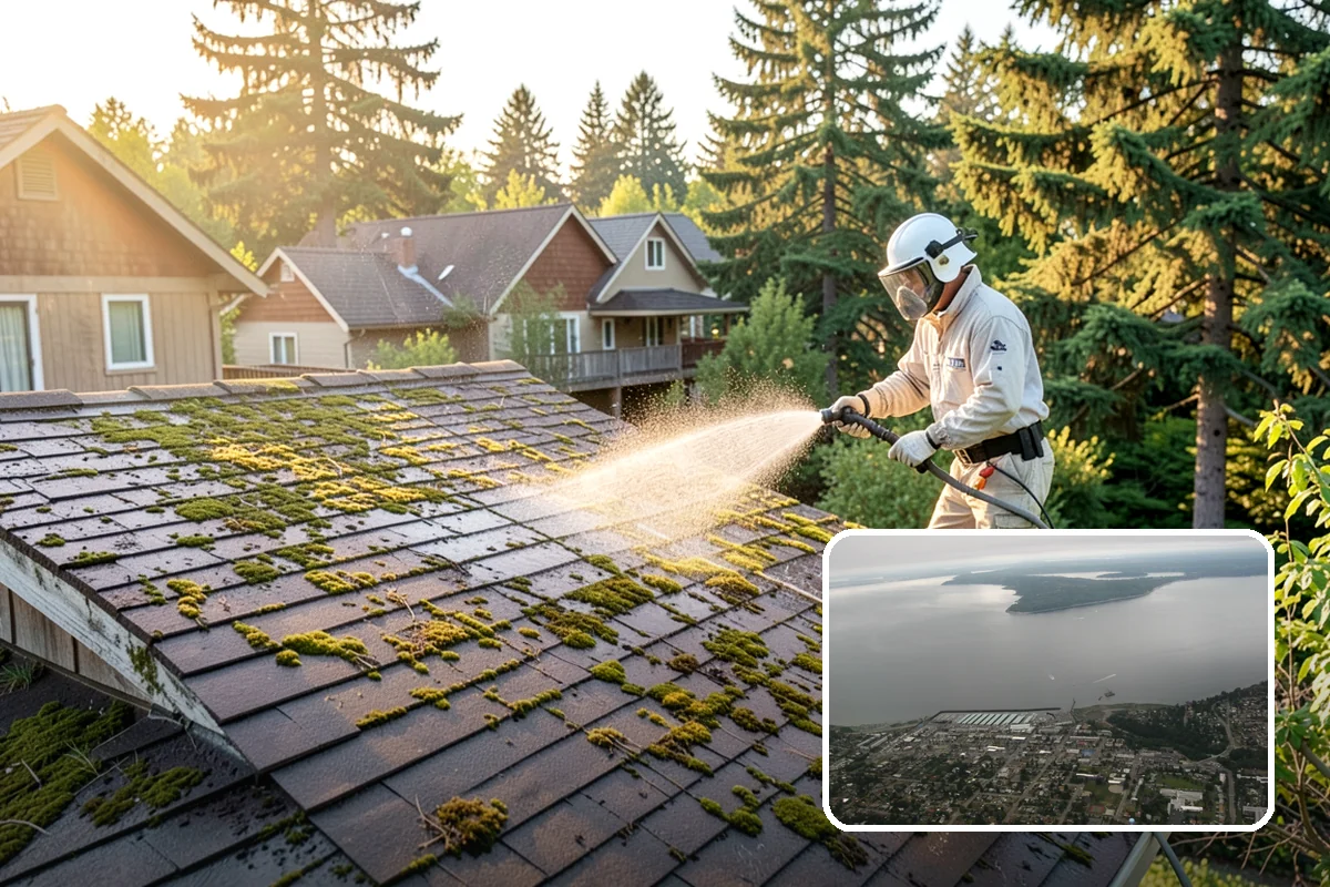 Driveway Pressure Washing in Des Moines, King County, WA - Removes slippery moss and mildew for safer footing