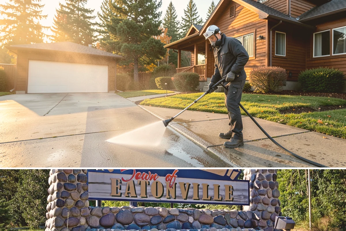 Driveway Pressure Washing in Eatonville, Pierce County, WA - Spring is popular for clearing a winter's worth of moss, though dry summer days work equally well.
