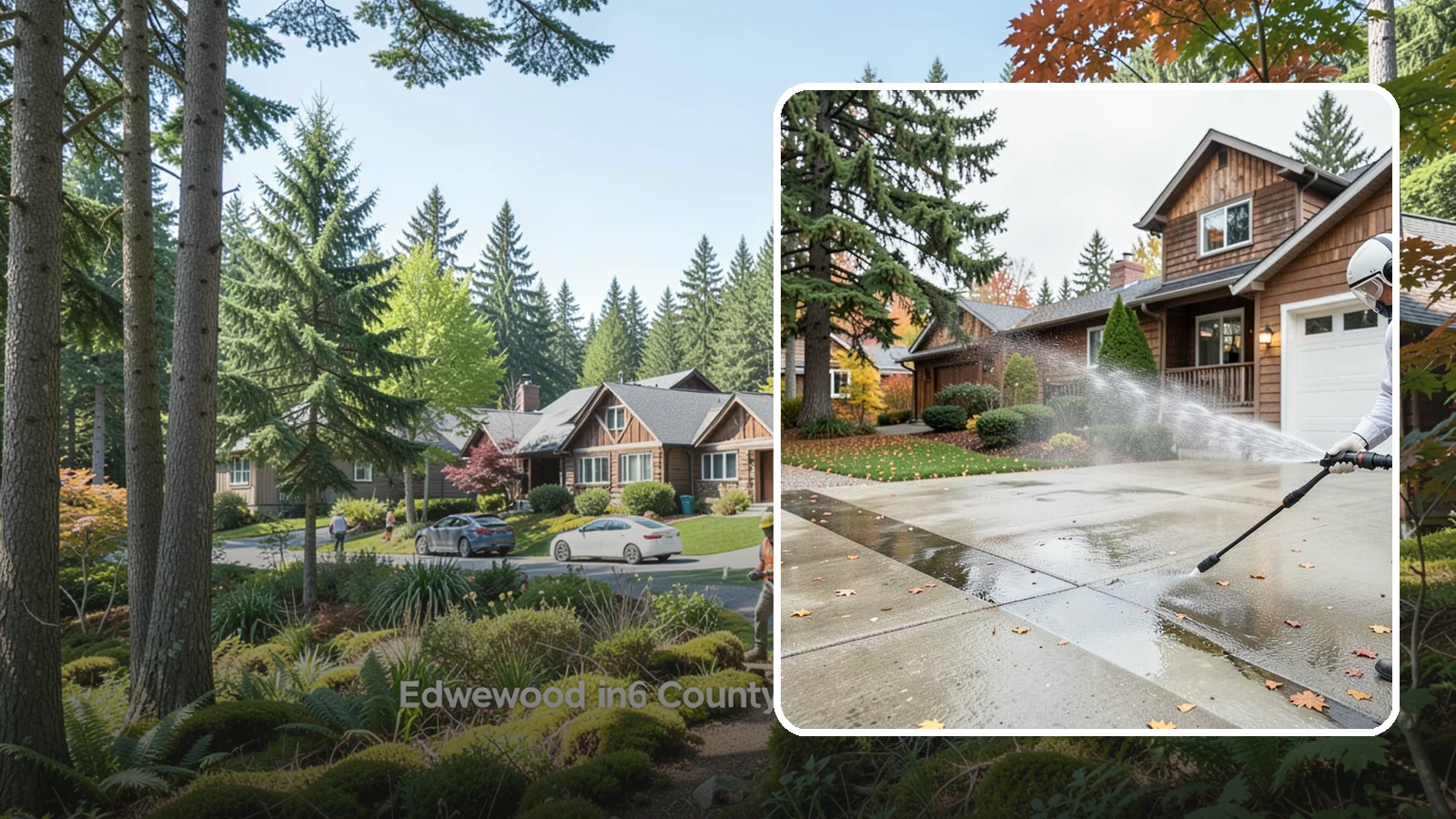 Driveway Pressure Washing in Edgewood, Pierce County, WA - Powerful pressure washing that strips away the moss, mildew, and grime coating Washington driveways.