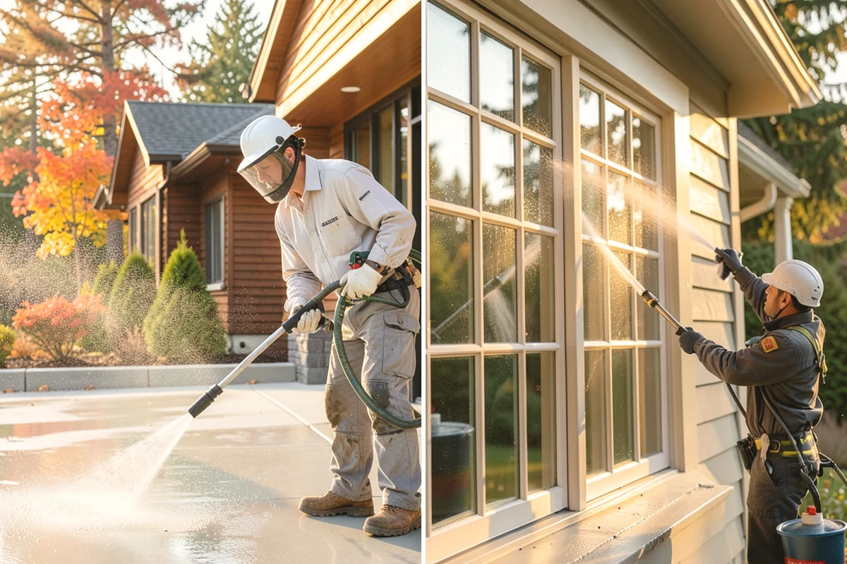 Driveway Pressure Washing in Edgewood, Pierce County, WA - Sweep and pre-treat the driveway for moss and stains