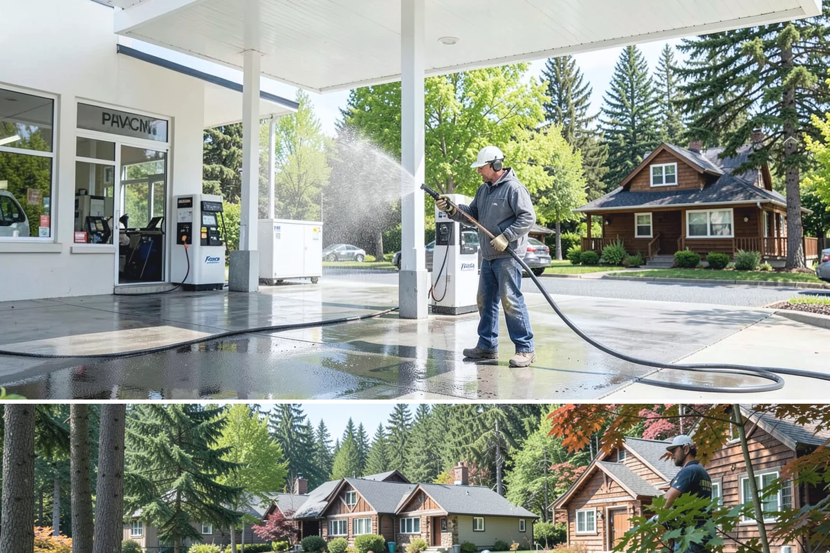 Driveway Pressure Washing in Edgewood, Pierce County, WA - Spring is popular for clearing a winter's worth of moss, though dry summer days work equally well.