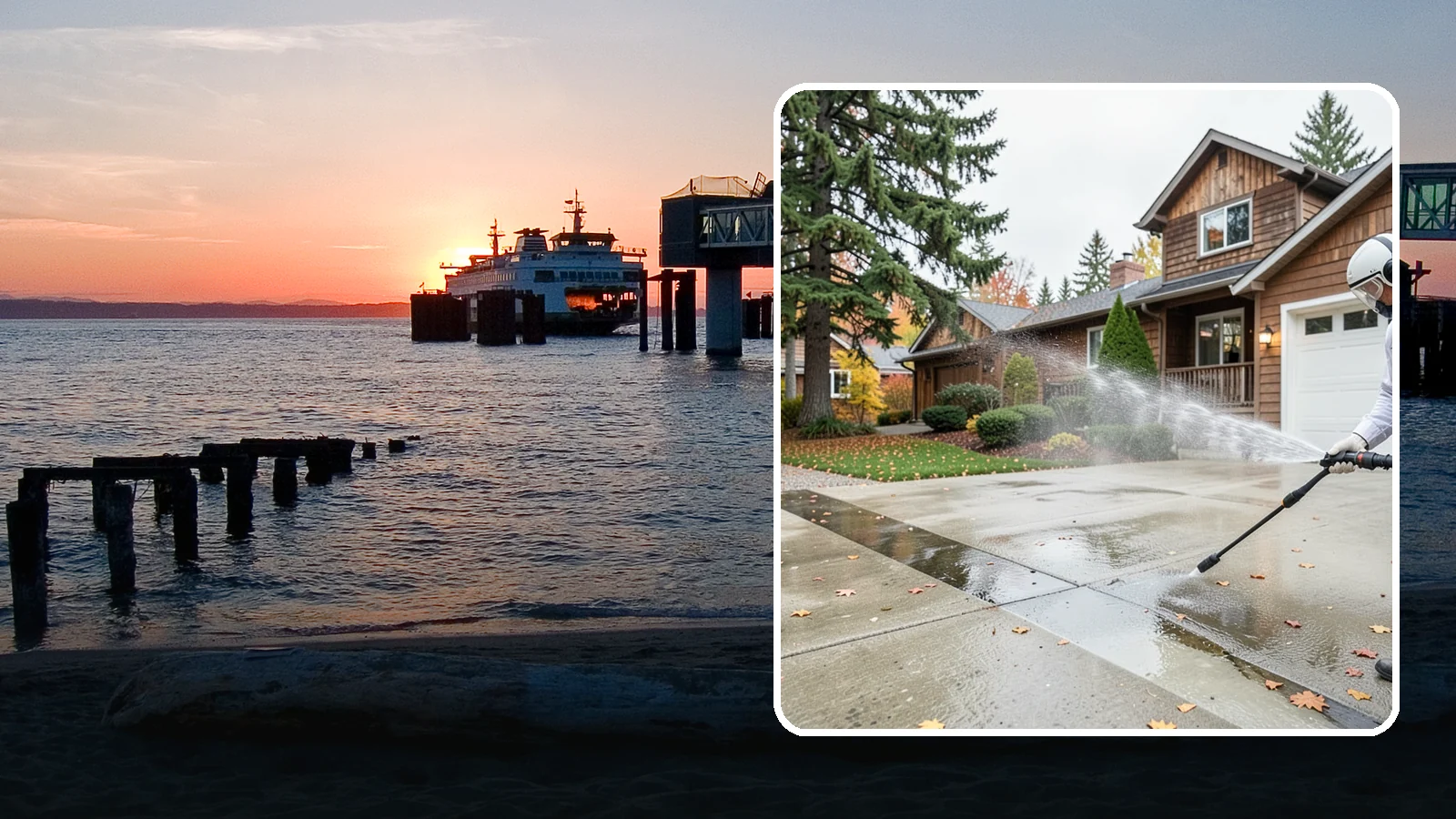 Driveway Pressure Washing in Edmonds, Snohomish County, WA - Powerful pressure washing that strips away the moss, mildew, and grime coating Washington driveways.