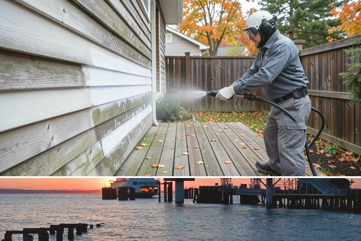 Driveway Pressure Washing in Edmonds, Snohomish County, WA - Spring is popular for clearing a winter's worth of moss, though dry summer days work equally well.