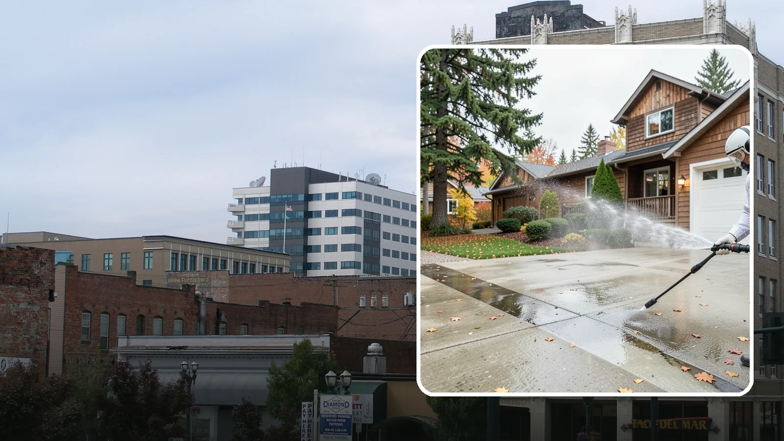 Driveway Pressure Washing in Everett, Snohomish County, WA - Powerful pressure washing that strips away the moss, mildew, and grime coating Washington driveways.