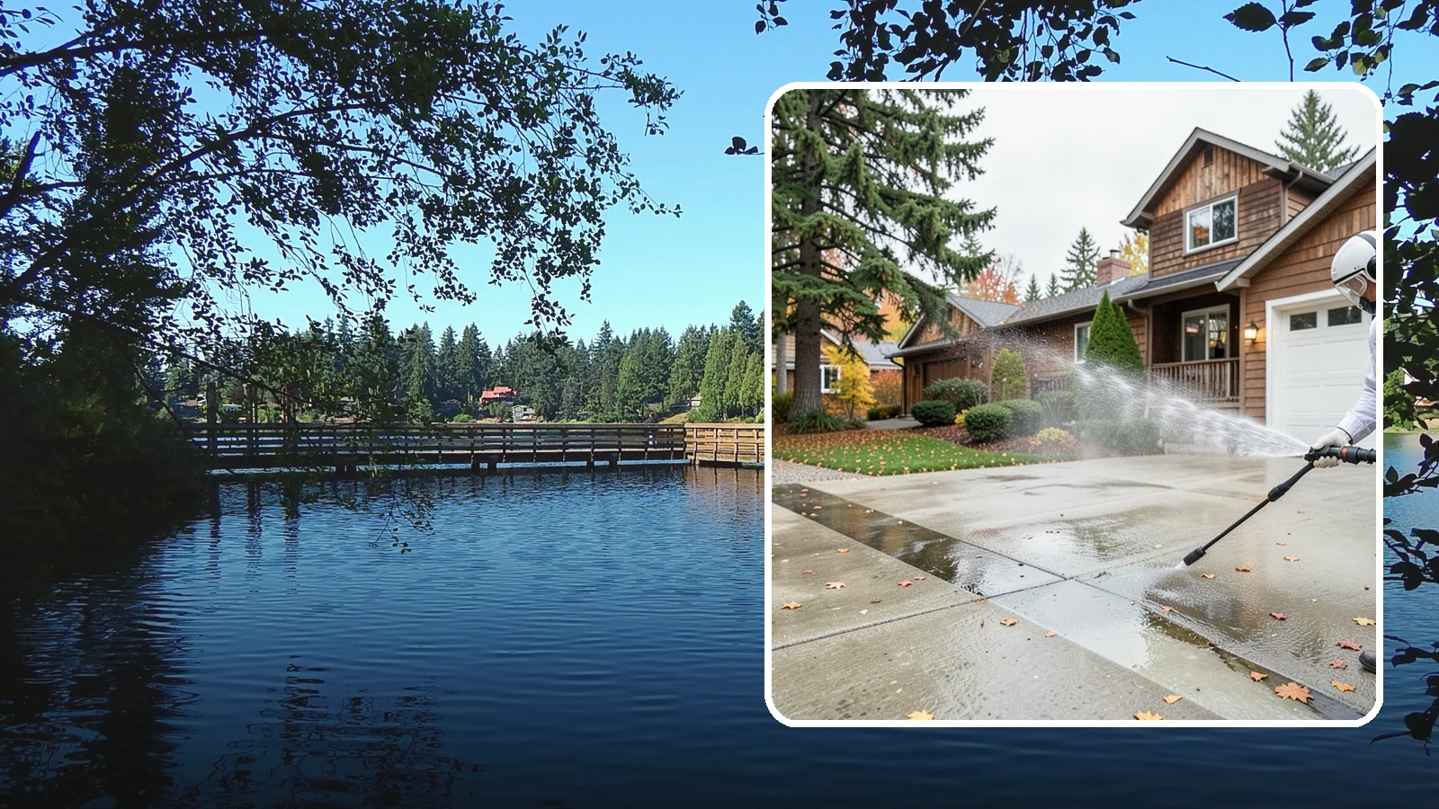 Driveway Pressure Washing in Federal Way, King County, WA - Powerful pressure washing that strips away the moss, mildew, and grime coating Washington driveways.