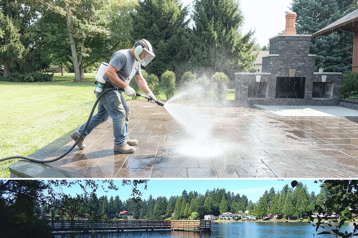 Driveway Pressure Washing in Federal Way, King County, WA - Spring is popular for clearing a winter's worth of moss, though dry summer days work equally well.