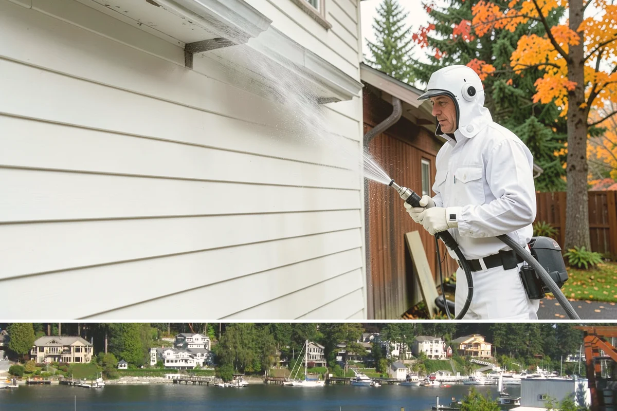 Driveway Pressure Washing in Gig Harbor, Pierce County, WA - Spring is popular for clearing a winter's worth of moss, though dry summer days work equally well.