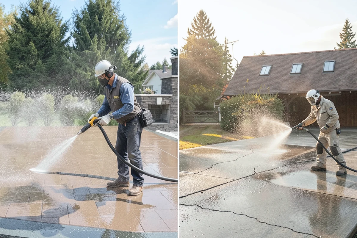 Driveway Pressure Washing in Gold Bar, Snohomish County, WA - Sweep and pre-treat the driveway for moss and stains