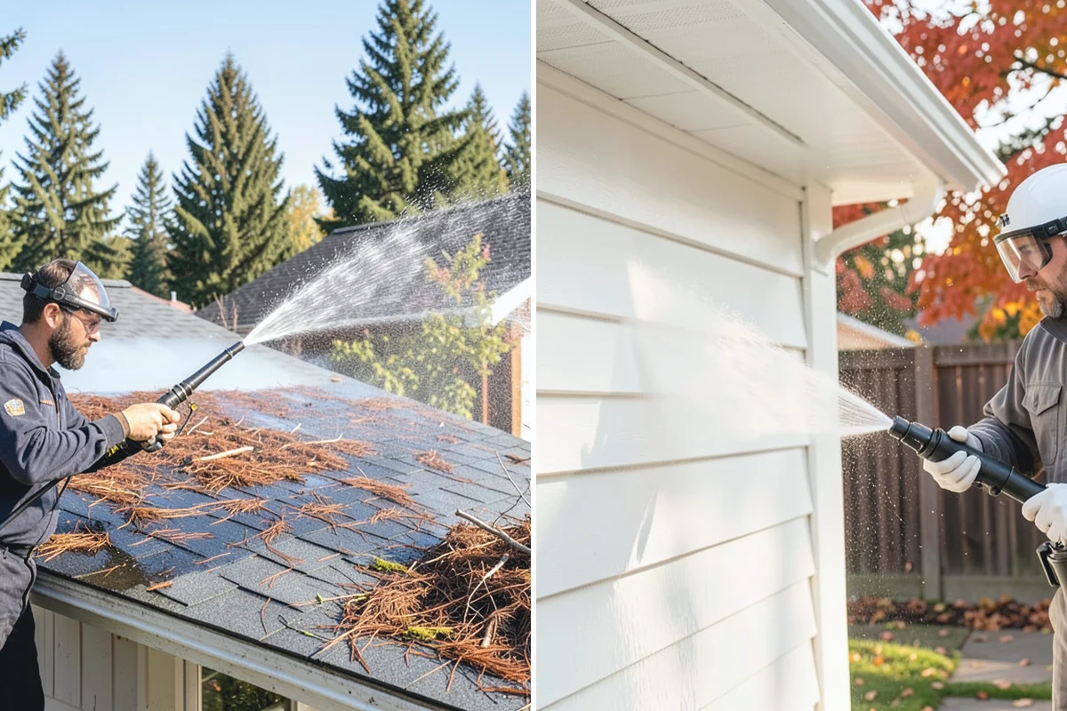Driveway Pressure Washing in Hamilton, Skagit County, WA - Sweep and pre-treat the driveway for moss and stains