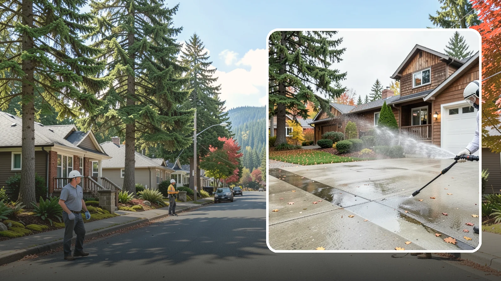 Driveway Pressure Washing in Hunts Point, King County, WA - Powerful pressure washing that strips away the moss, mildew, and grime coating Washington driveways.